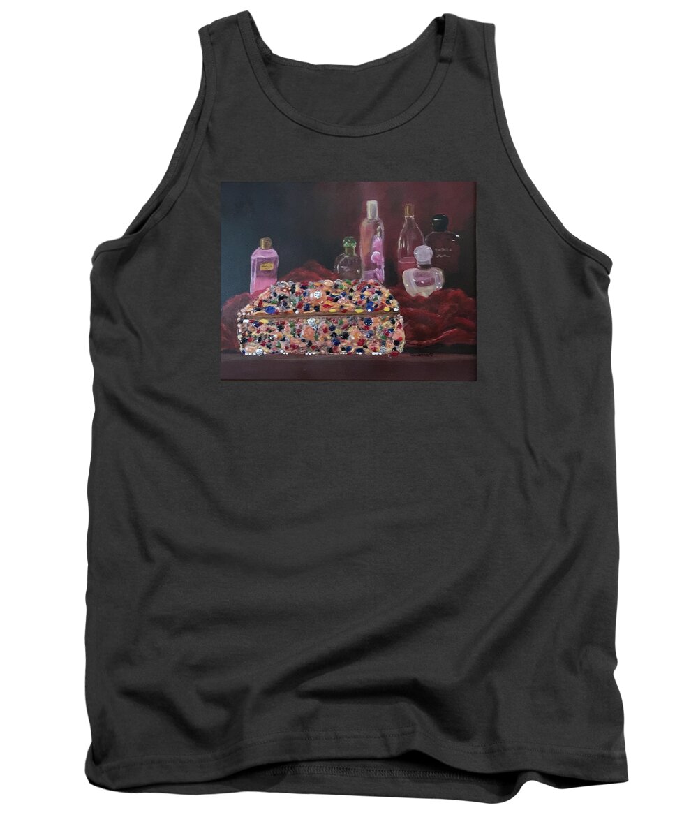 Jewelry Tank Top featuring the painting Mother's Jewelry Box by Quwatha Valentine
