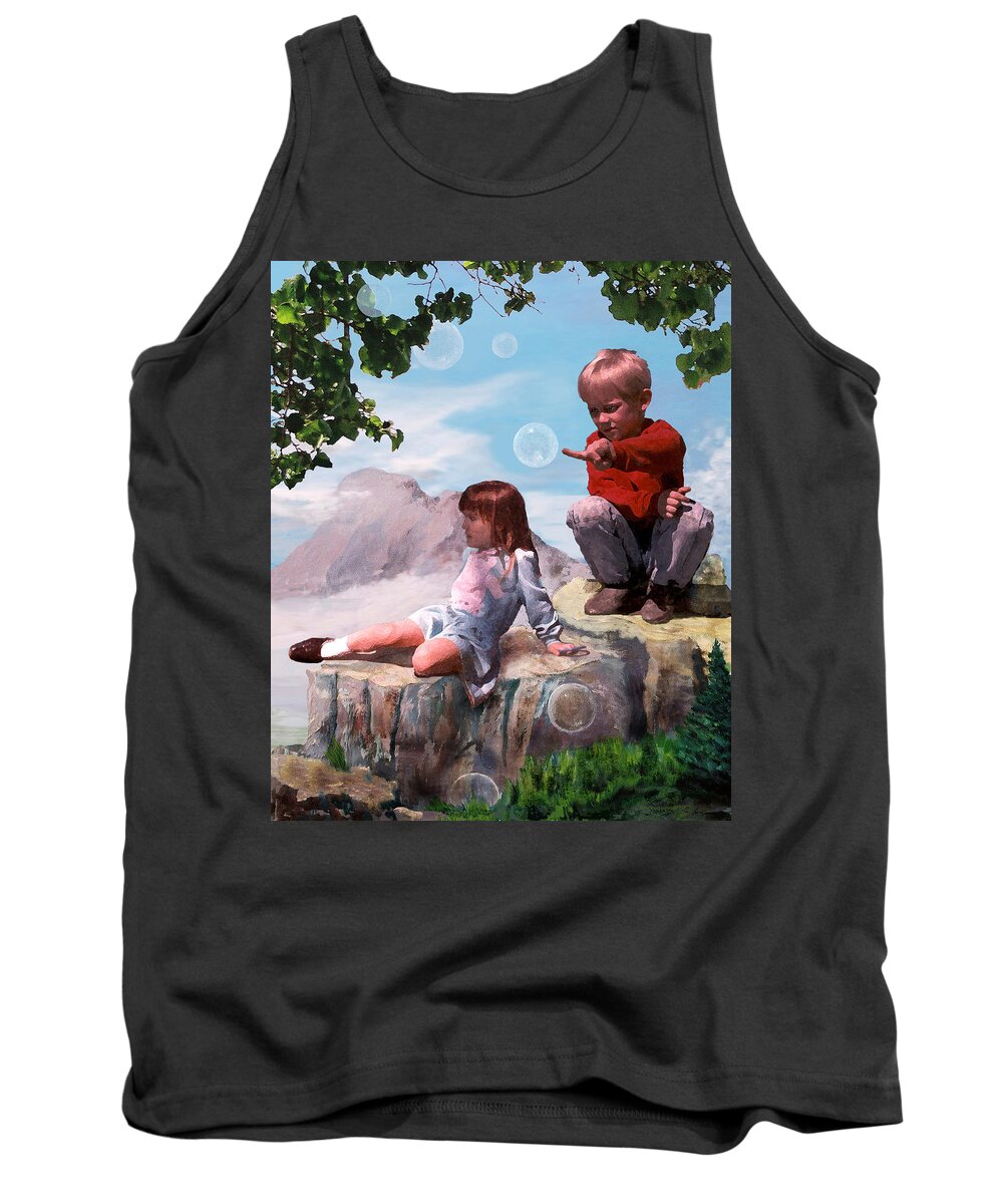 Landscape Tank Top featuring the painting Mount Innocence by Steve Karol