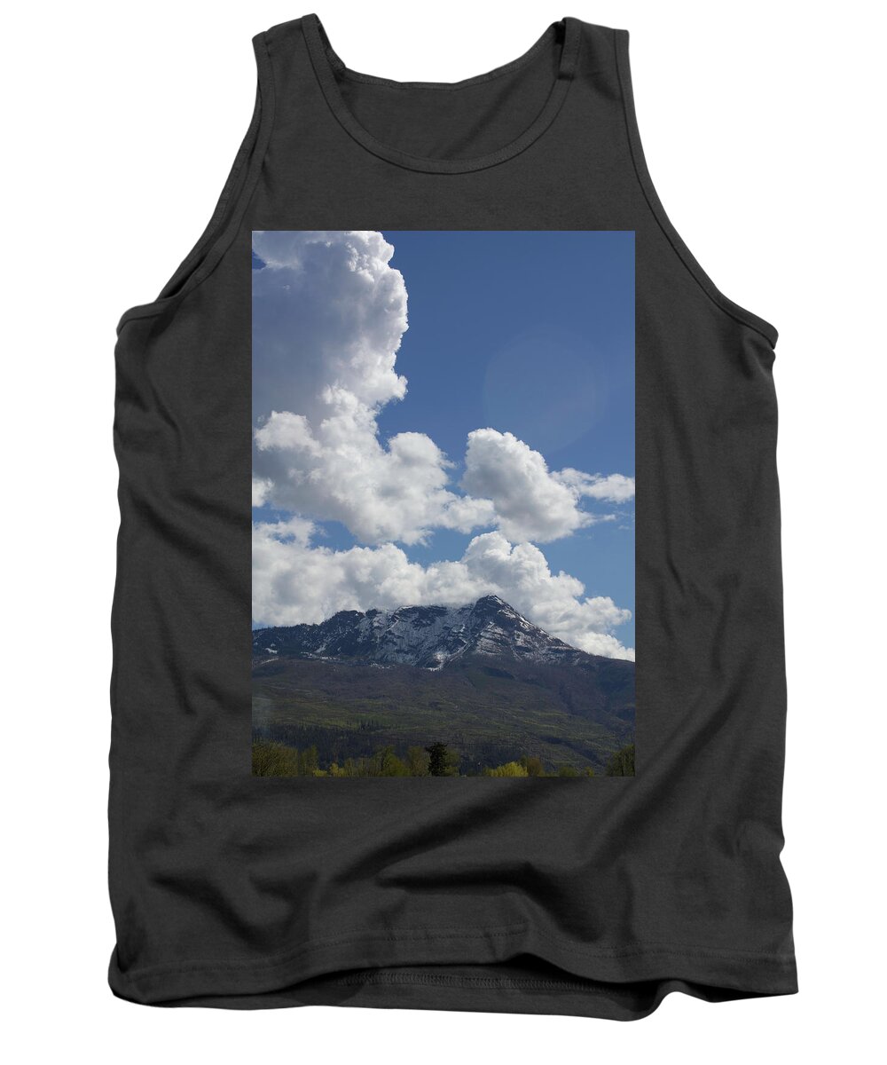 Portrait Tank Top featuring the photograph Mountain Blue Sky and Cloud by Donna L Munro