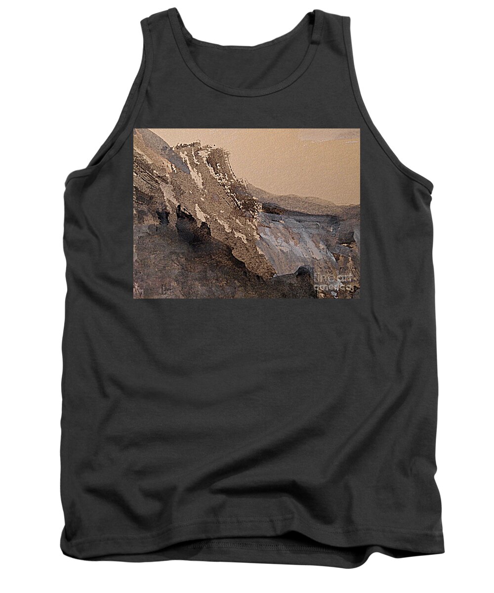 Abstract Landscape Painting Tank Top featuring the painting Mountain Cliff by Nancy Kane Chapman