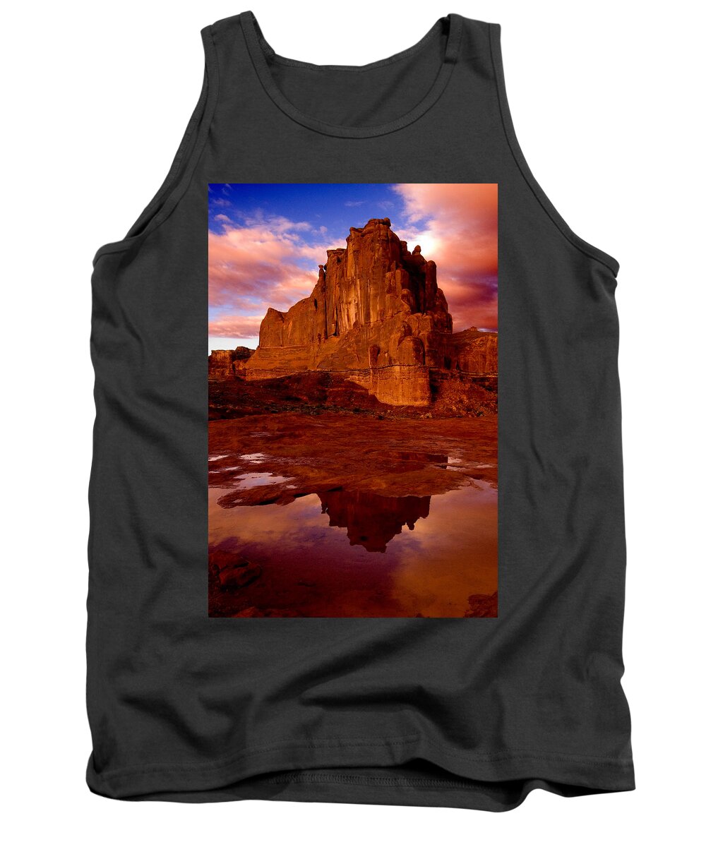 Sunrise La Sal Mountains Tank Top featuring the photograph Mountain Sunrise Reflection by Harry Spitz