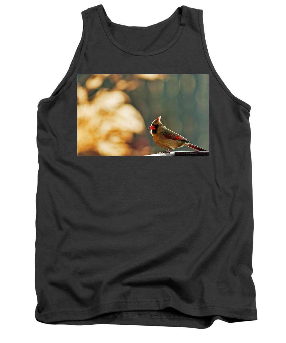 Northern Cardinal Tank Top featuring the photograph Mouthful by Ed Peterson