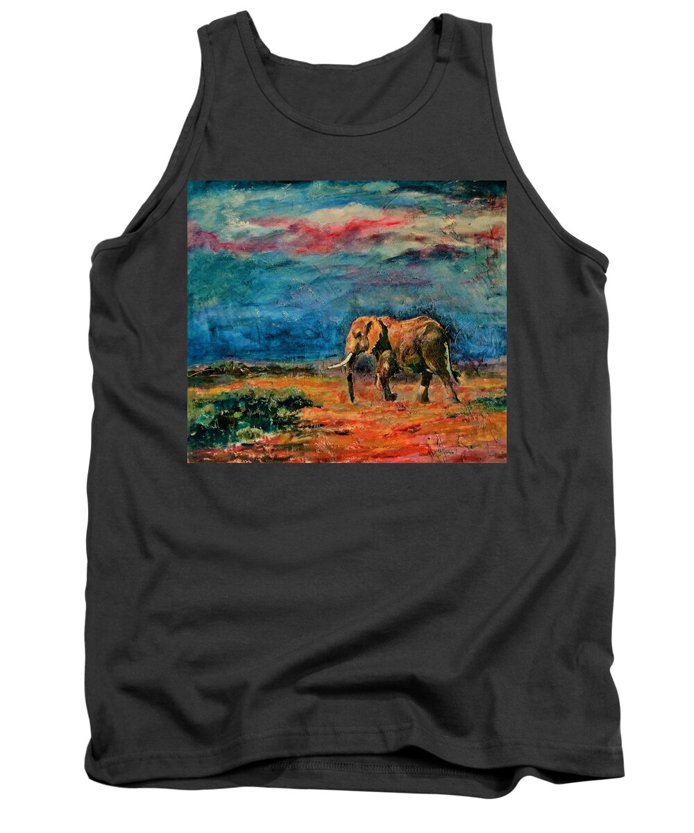 Asia Tank Top featuring the painting Moving away by Khalid Saeed