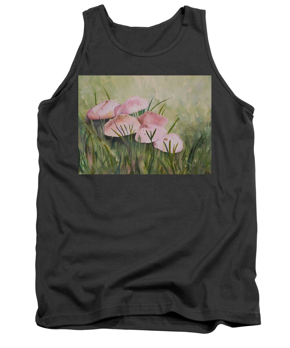 Landscape Tank Top featuring the painting Mushrooms by Suzanne Udell Levinger