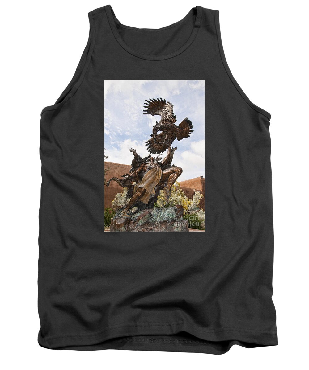 Santa Fe Tank Top featuring the photograph Native American and Eagle by Brenda Kean