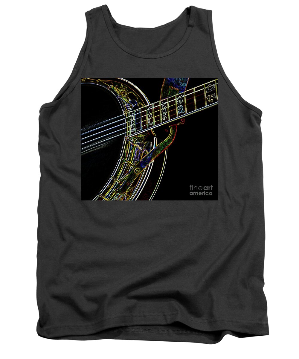 Banjo Tank Top featuring the photograph Neon Banjo by Wilma Birdwell