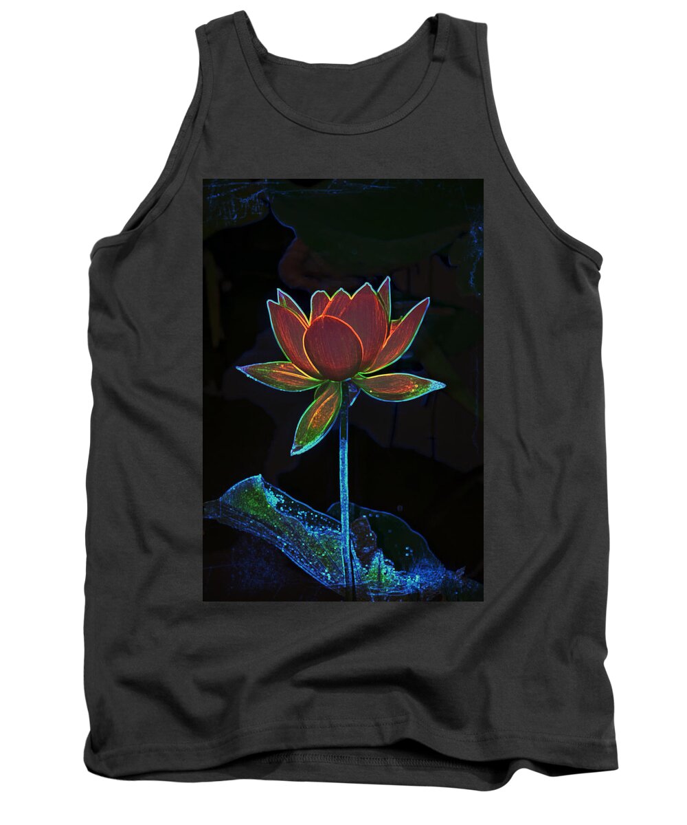 Lotus Tank Top featuring the photograph Neon lotus by Gini Moore