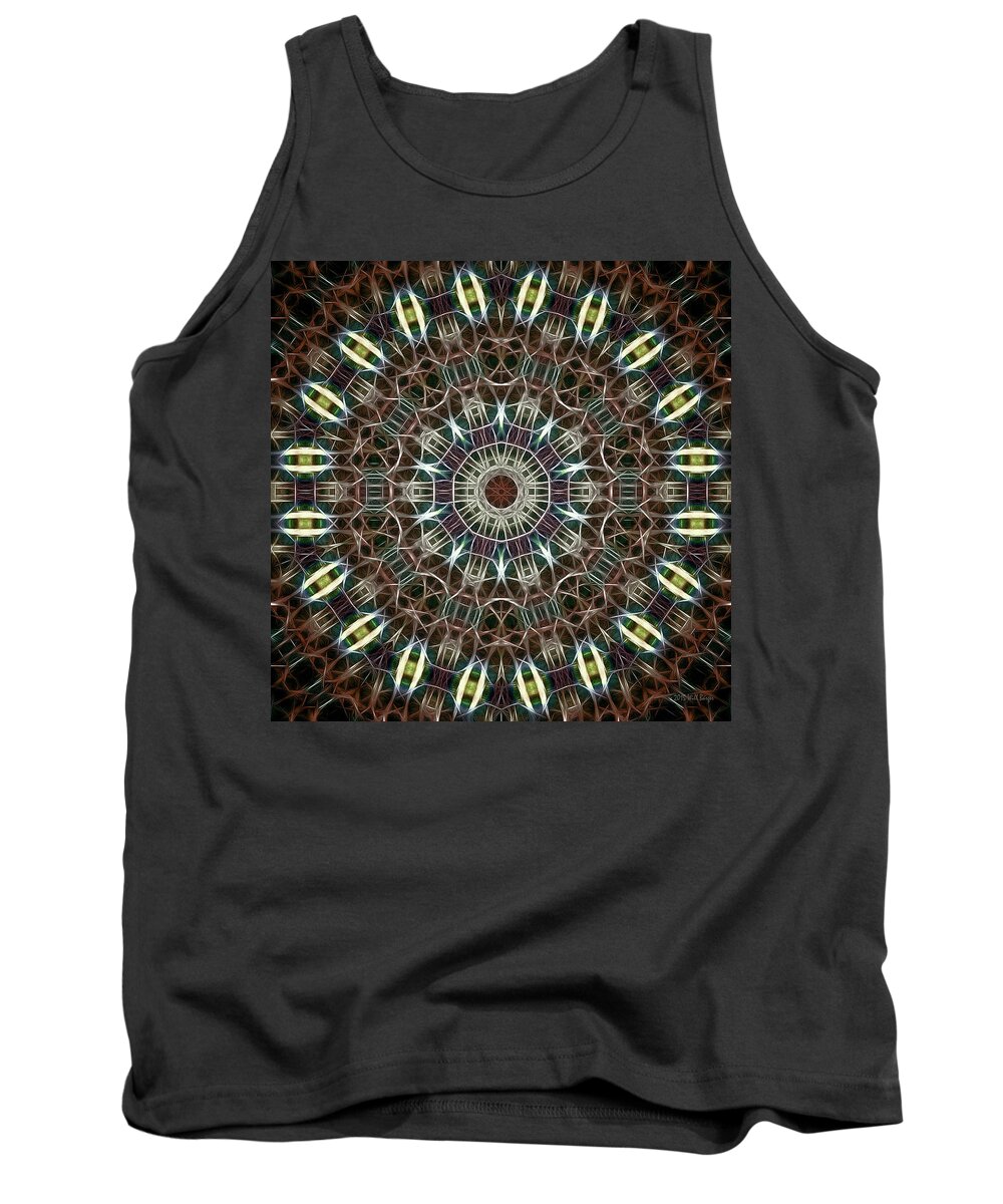 Tao Tank Top featuring the painting Neon Mandala, Nbr 19D by Will Barger