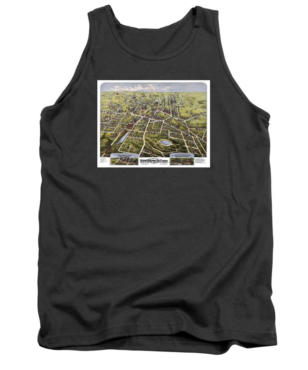New Britain Tank Top featuring the photograph Antique Map of New Britain Connecticut 1875 by Phil Cardamone