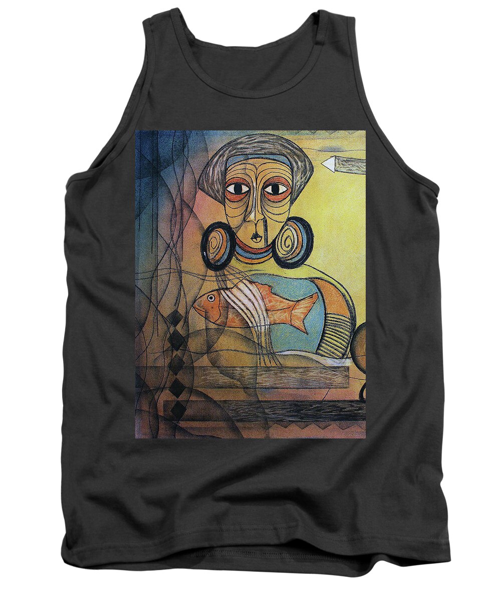 Abstract Tank Top featuring the painting New Dawn by Winston Saoli