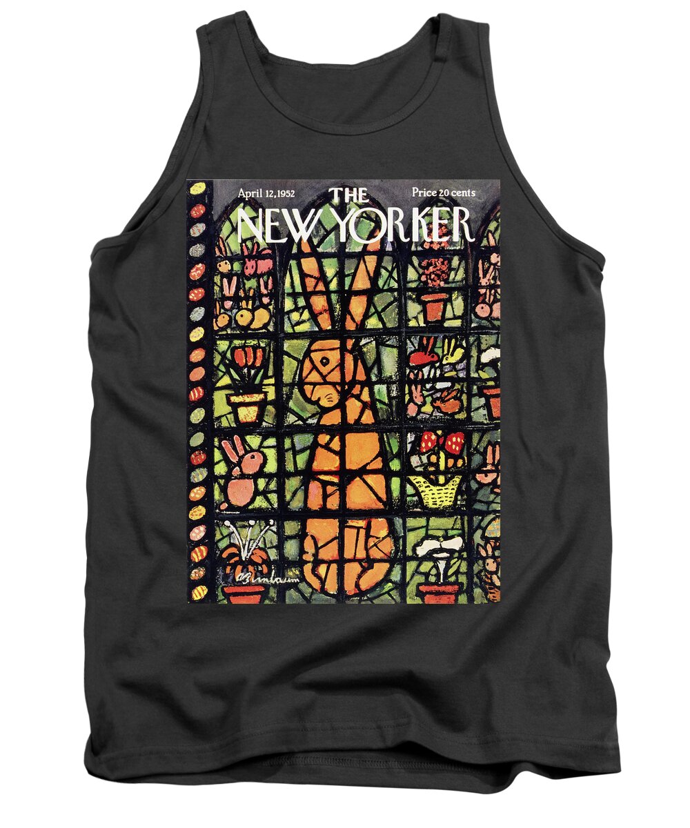 Stained Glass Tank Top featuring the painting New Yorker April 12 1952 by Abe Birnbaum