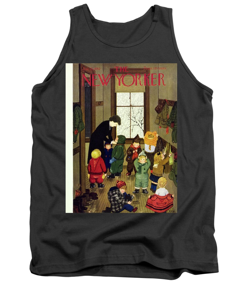 Teacher Tank Top featuring the painting New Yorker January 21 1950 by Edna Eicke