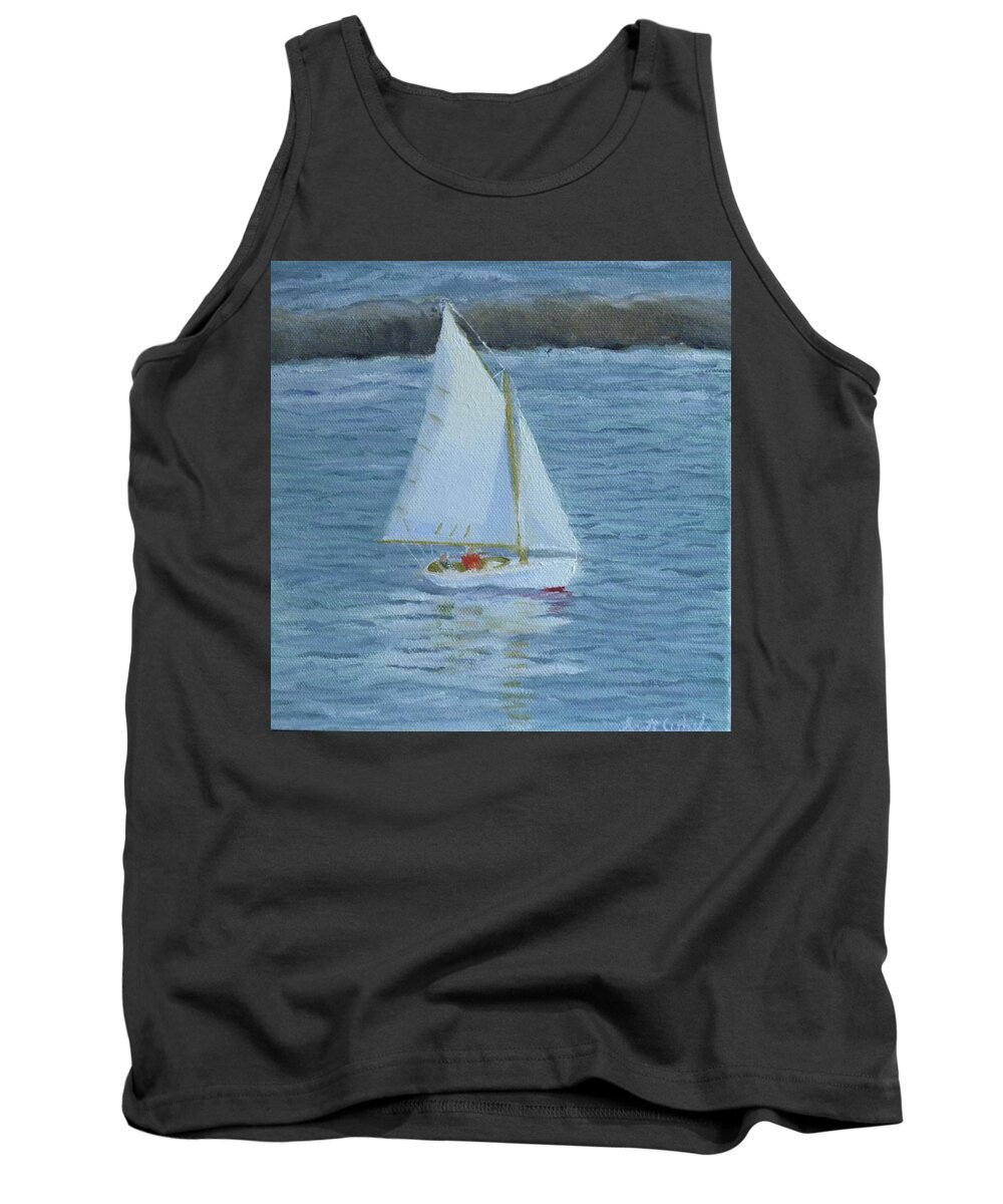 Sailing Ocean Seascape Ocean Boats Maine Tank Top featuring the painting Nice Day For A Sail by Scott W White