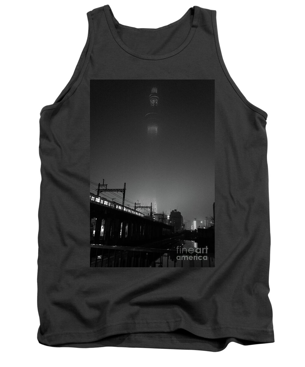  Black Tank Top featuring the photograph Night Skytree, Asakusa Tokyo, Japan by Perry Rodriguez