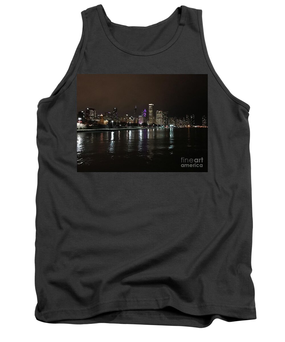 Chicago Tank Top featuring the photograph Night view #1 by Dennis Richardson