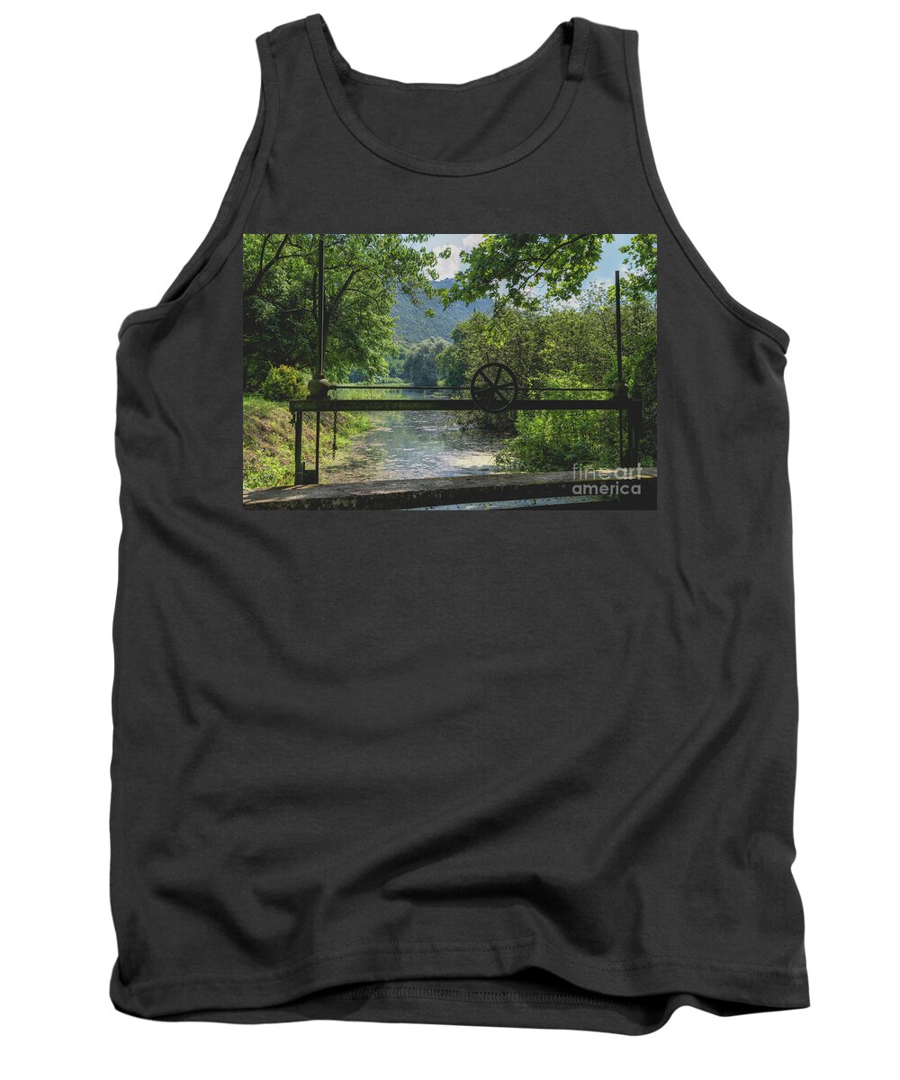 Ninfa Tank Top featuring the photograph Ninfa Waterway, Rome Italy by Perry Rodriguez