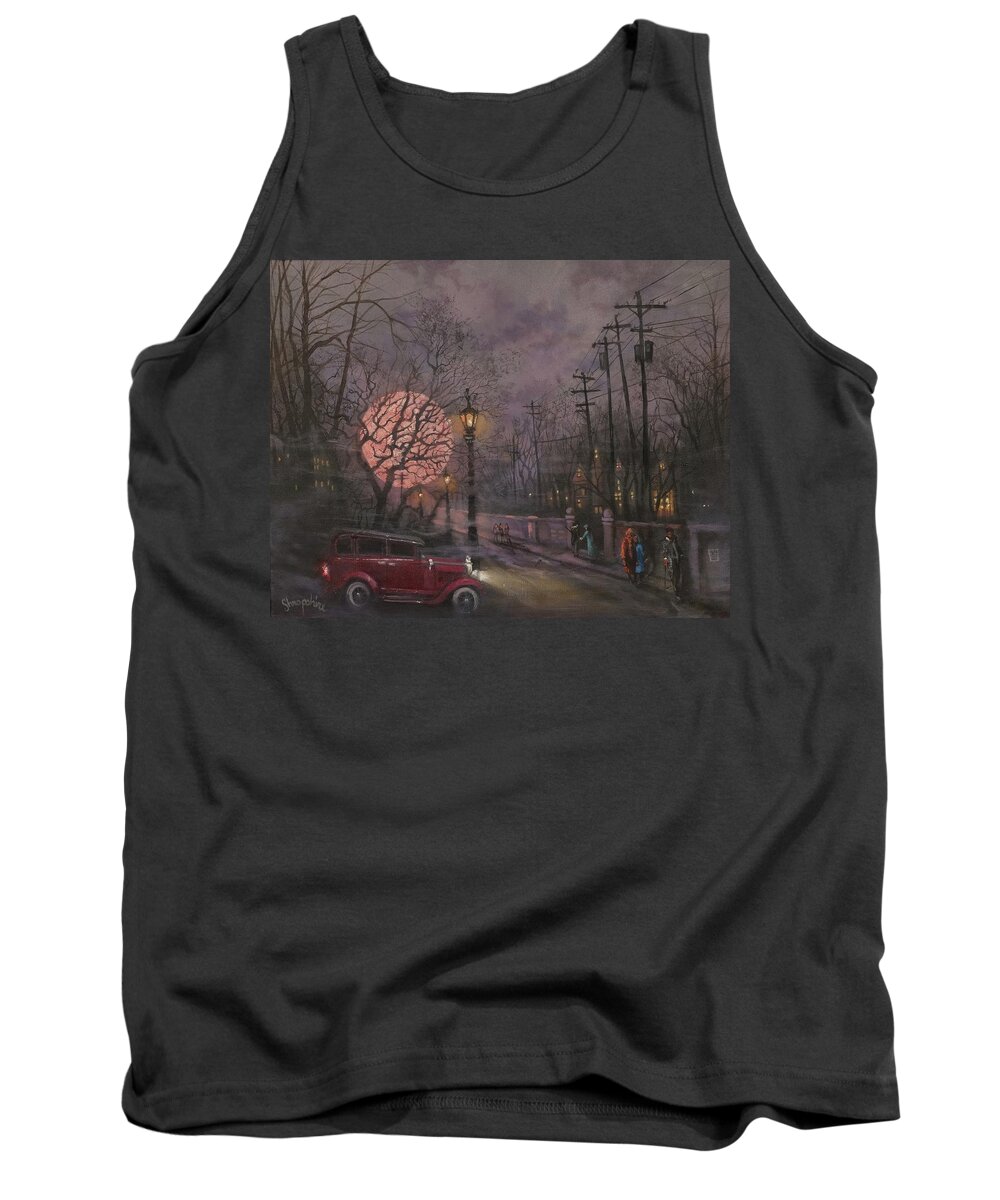Full Moon Tank Top featuring the painting Nocturne In Lavender by Tom Shropshire