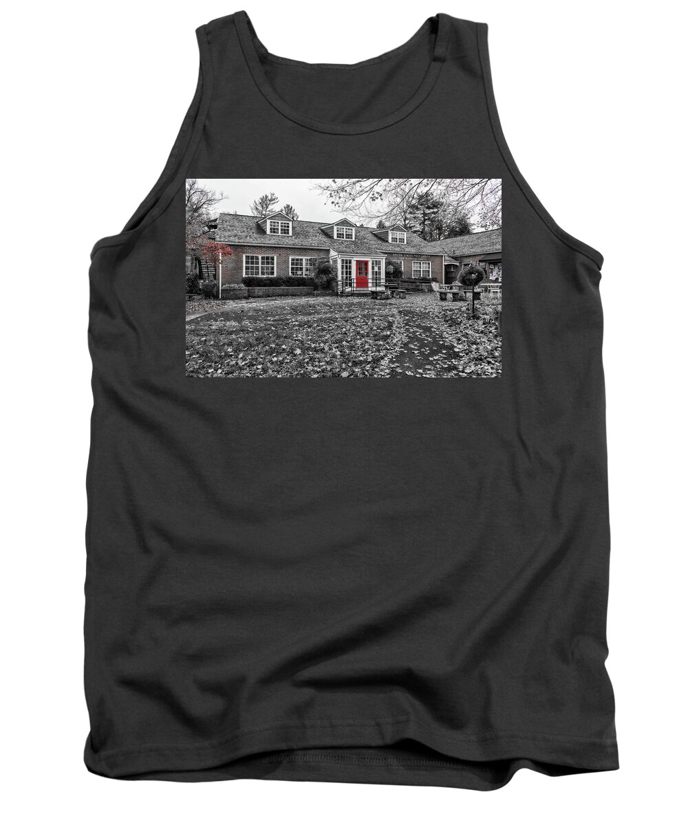 Sharon Popek Tank Top featuring the photograph Norris Post Office Selective Red by Sharon Popek