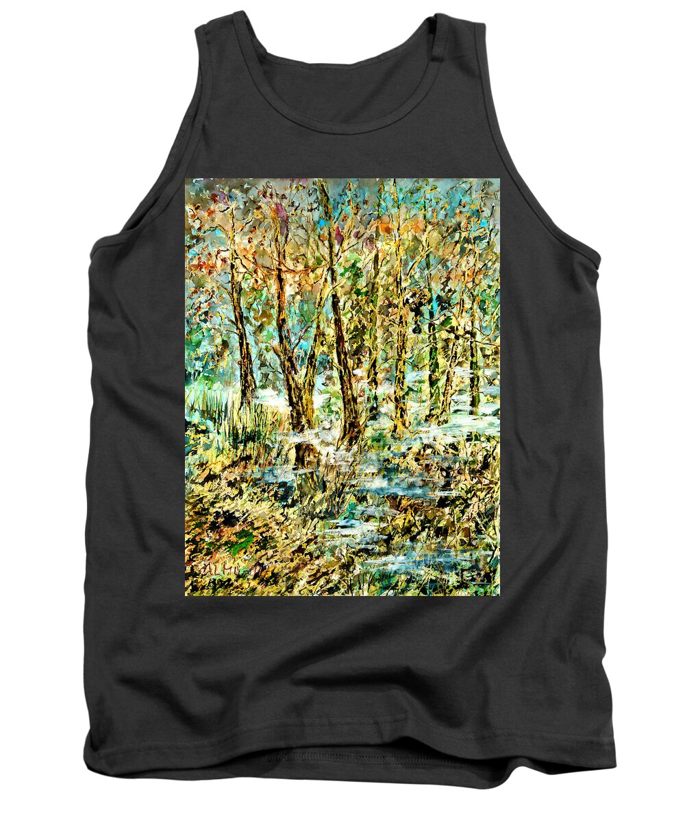 Watercolor Tank Top featuring the painting November Morn by Almo M