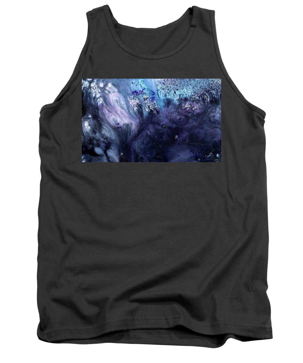 Art Tank Top featuring the painting November Rain - Contemporary Blue Abstract Painting by Modern Abstract