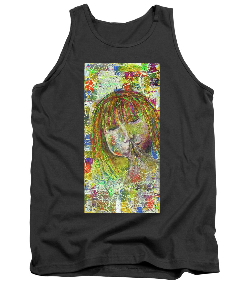 Abstract Tank Top featuring the painting Now I Lay Myself To Sleep by Jacqueline Athmann