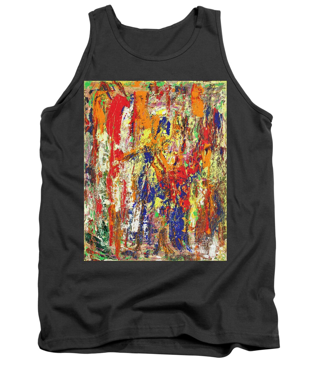 New Friends Tank Top featuring the painting Nuevo Amigos by Bjorn Sjogren