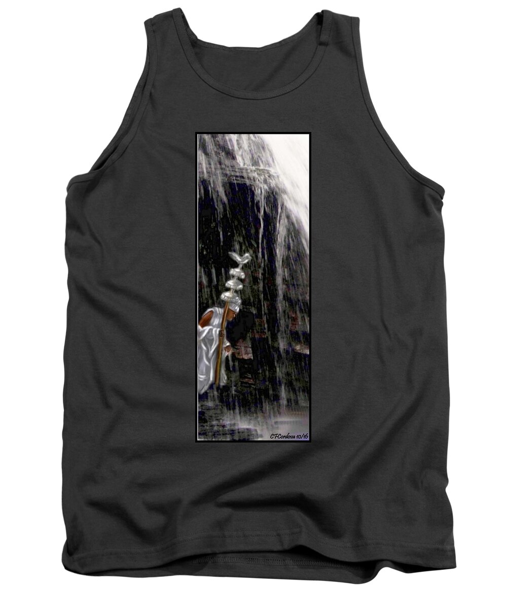 Orisha Tank Top featuring the painting Obatala is Coming by Carmen Cordova