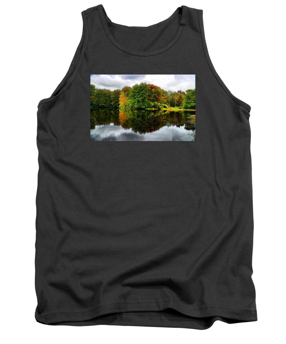 October Tank Top featuring the photograph October Reflections by Lilia S