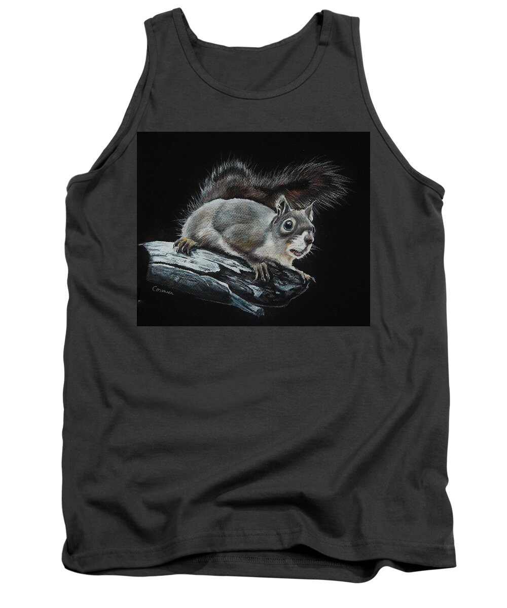 Squirrel Tank Top featuring the drawing Oh Nuts by Jean Cormier