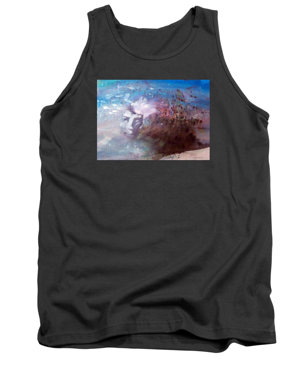 Water Outdoors Nature Fantasy Seascape Ocean Travel Holidays Tank Top featuring the painting Okanokumo by Ed Heaton