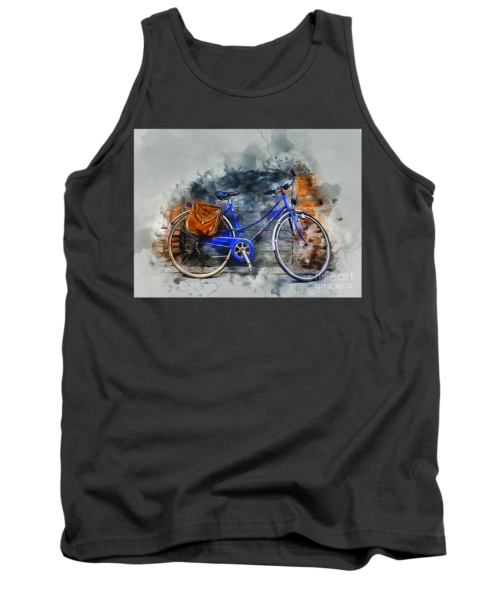 Bicycle Tank Top featuring the mixed media Old Bicycle by Ian Mitchell