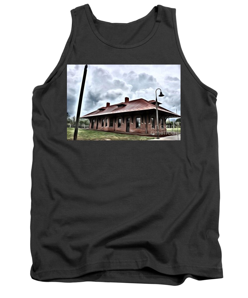 Old Burkeville Station Tank Top featuring the mixed media Old Burkeville Station by Robin Coaker
