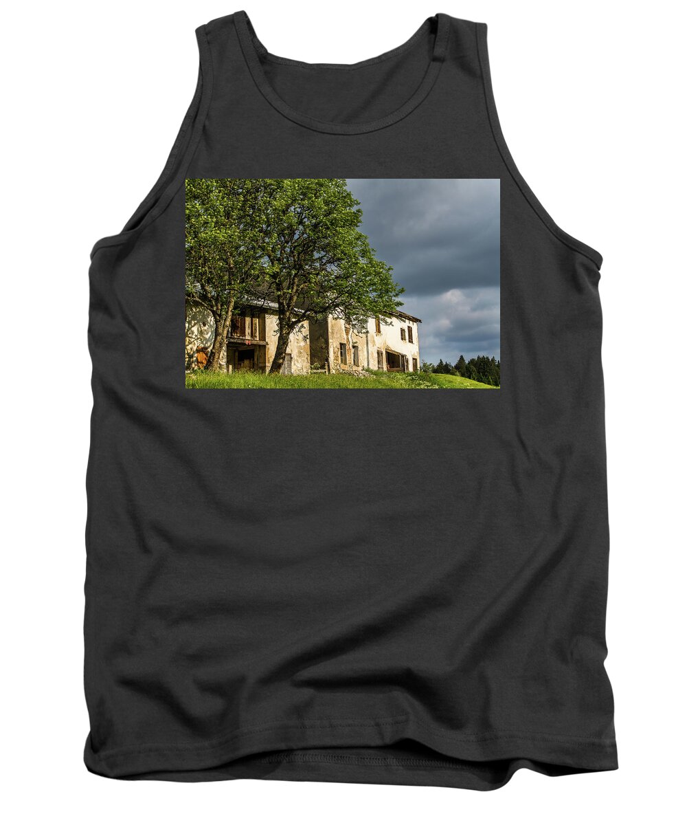 Farm Tank Top featuring the photograph Old farmhouse - Jura mountains by Paul MAURICE