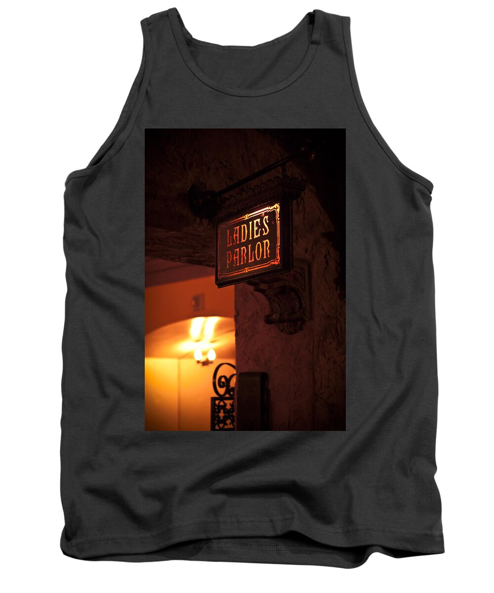 Sign Tank Top featuring the photograph Old Fashioned Ladies Parlor Sign by Carolyn Marshall