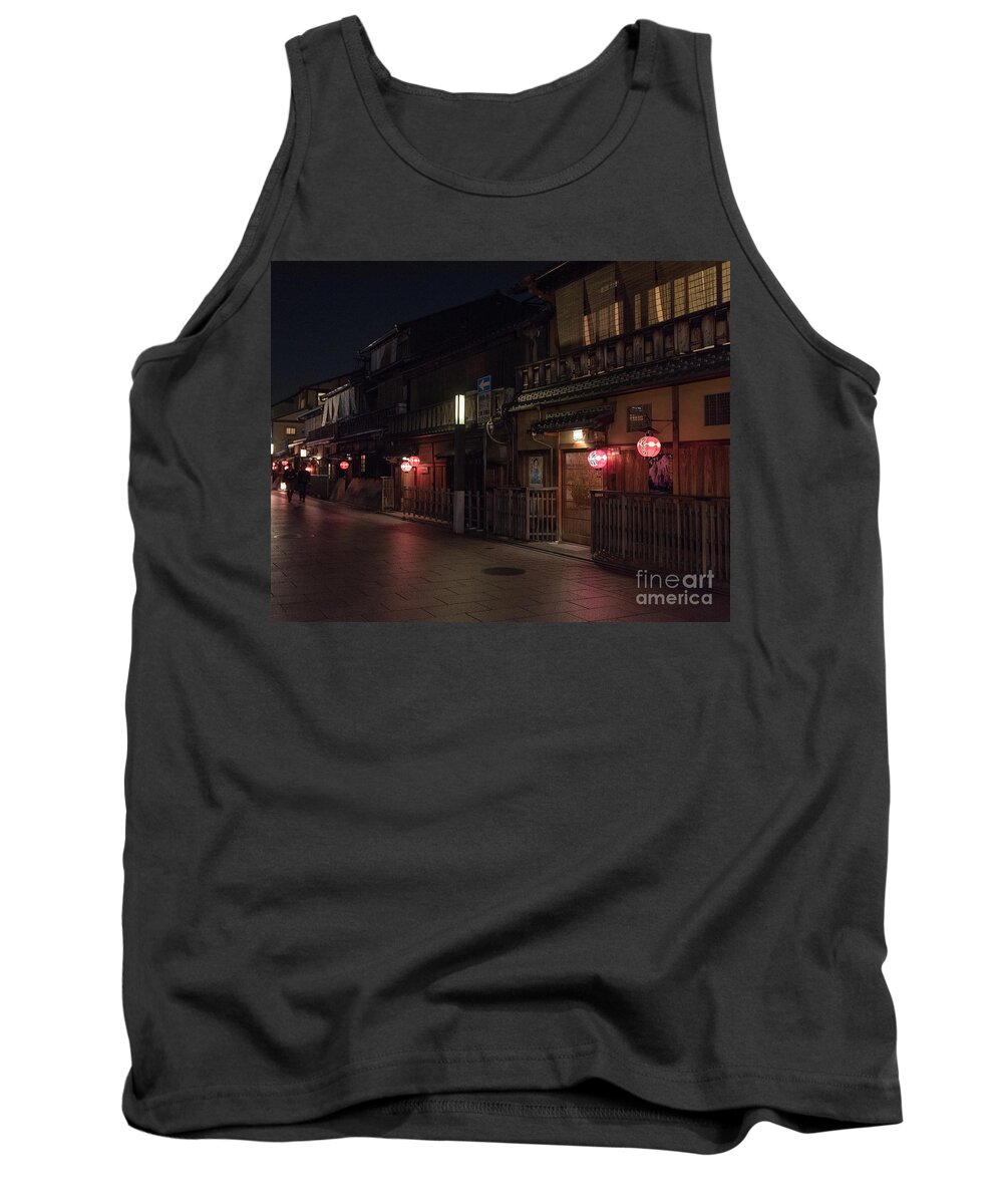 Travel Tank Top featuring the photograph Old Kyoto Lanterns, Gion Japan by Perry Rodriguez