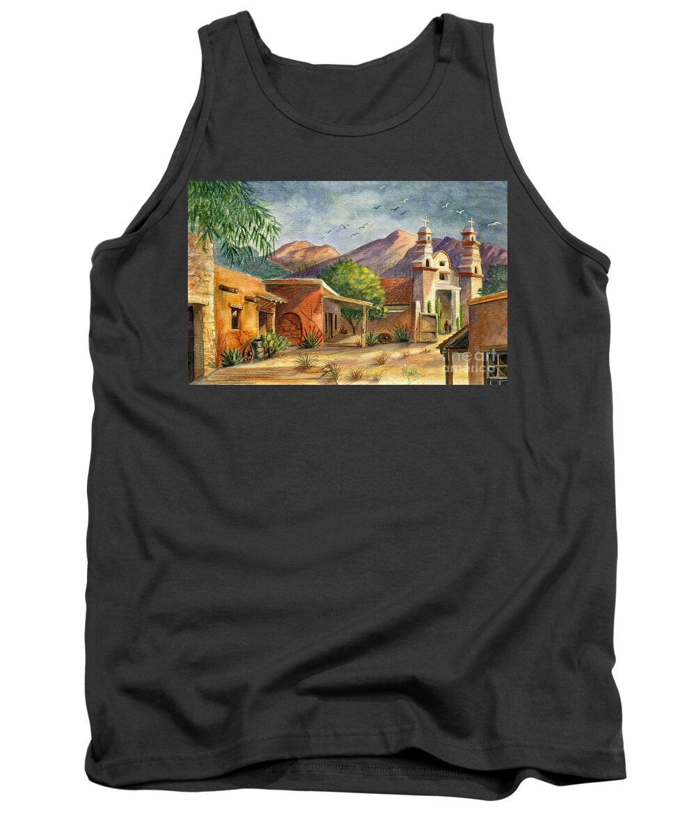 Old Tucson Movie Studios Tank Top featuring the painting Old Tucson by Marilyn Smith