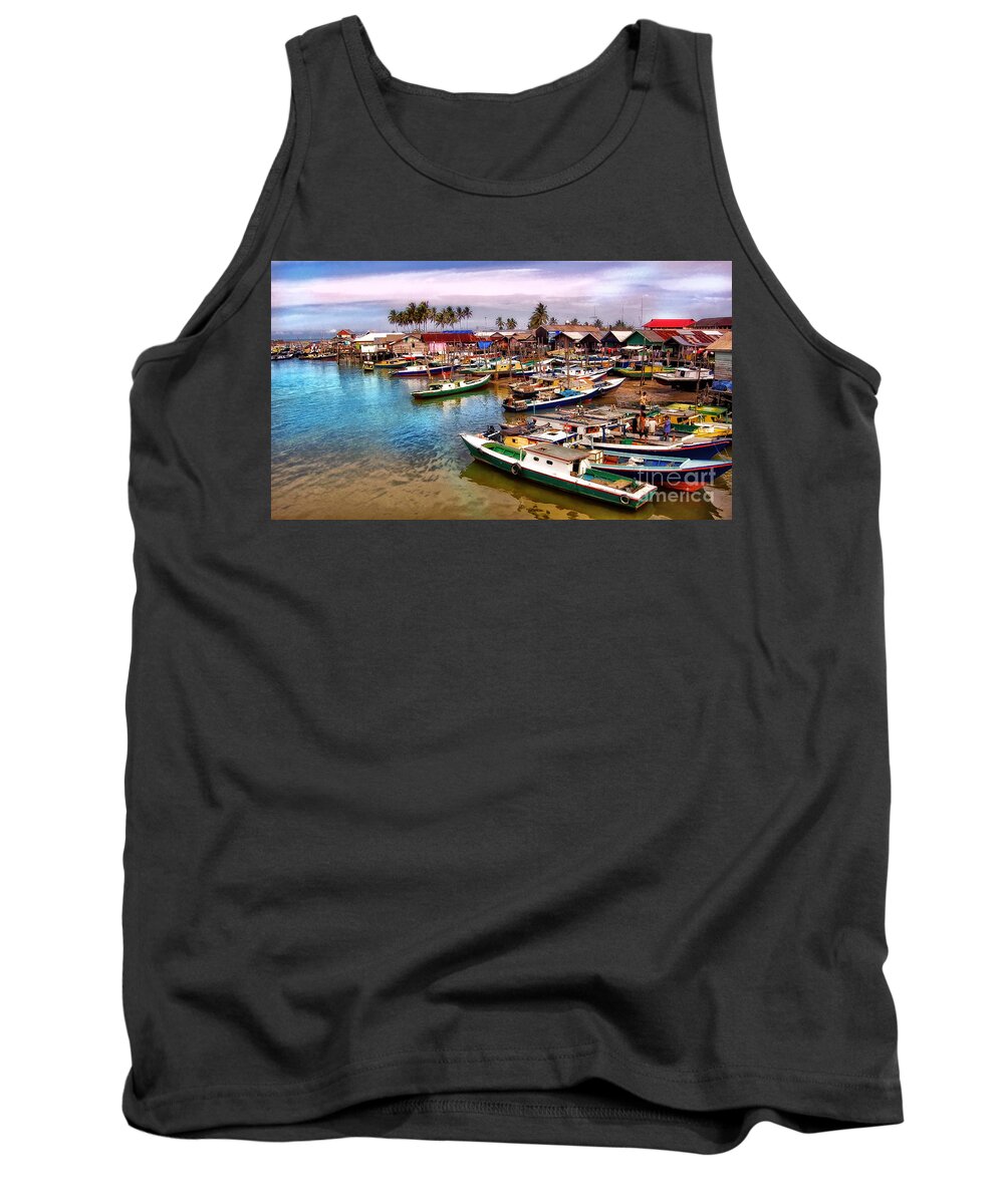 Boats Tank Top featuring the photograph On The Shore by Charuhas Images