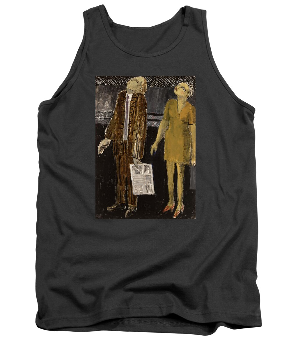 Figures Tank Top featuring the painting On the Street by Thomas Tribby