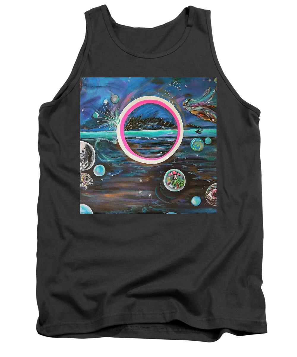 Surrealism Tank Top featuring the painting On To Cutthroat Island by Tracy Mcdurmon