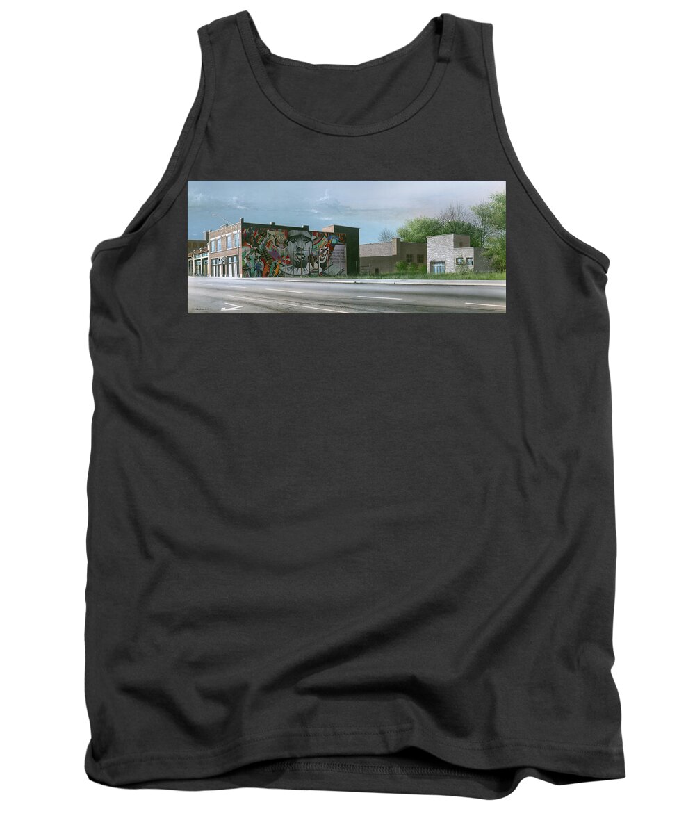City Scape Tank Top featuring the painting One Artist to Another by Mike Brown