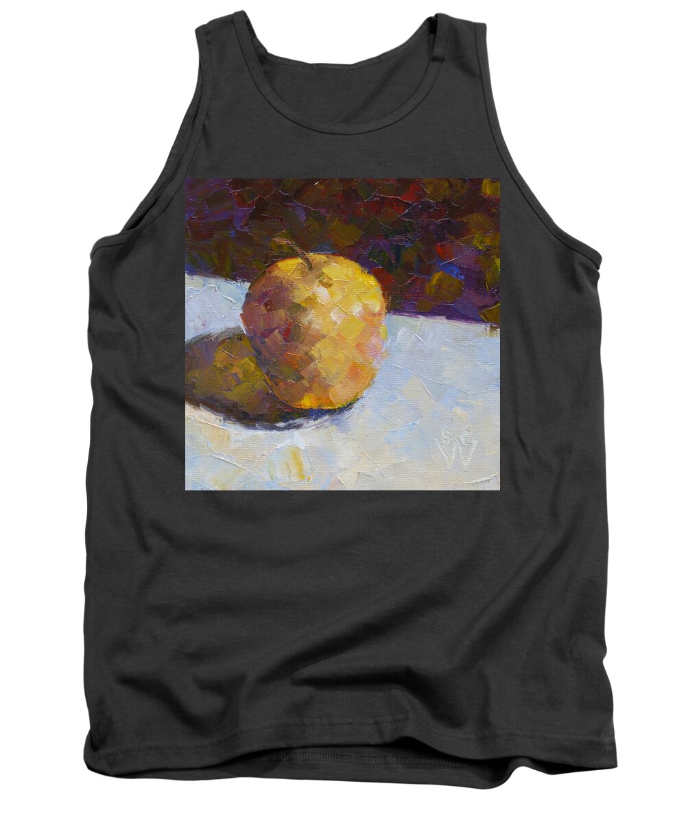 Opal Apple Tank Top featuring the painting Opal in Gold by Susan Woodward