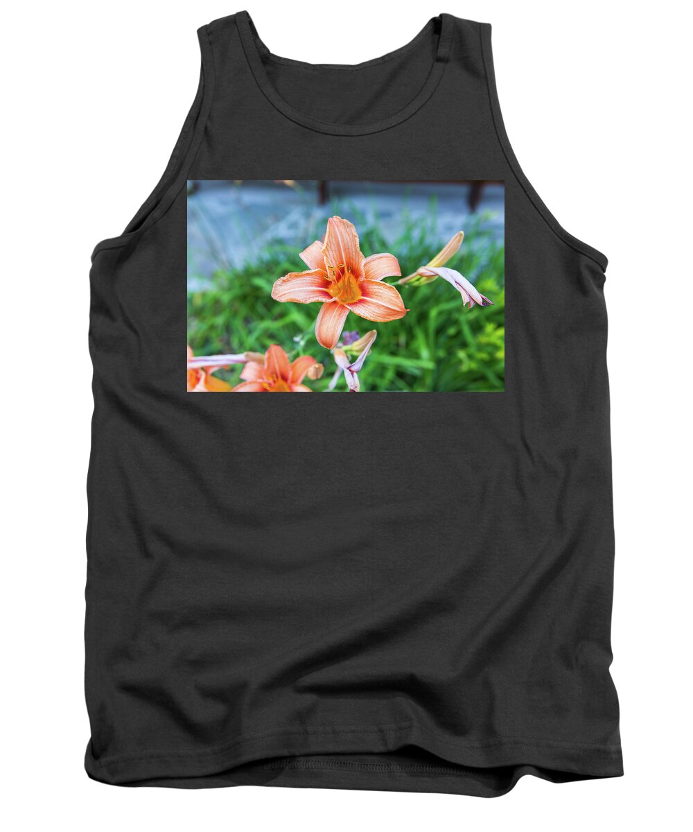 Flower Tank Top featuring the photograph Orange Daylily by D K Wall