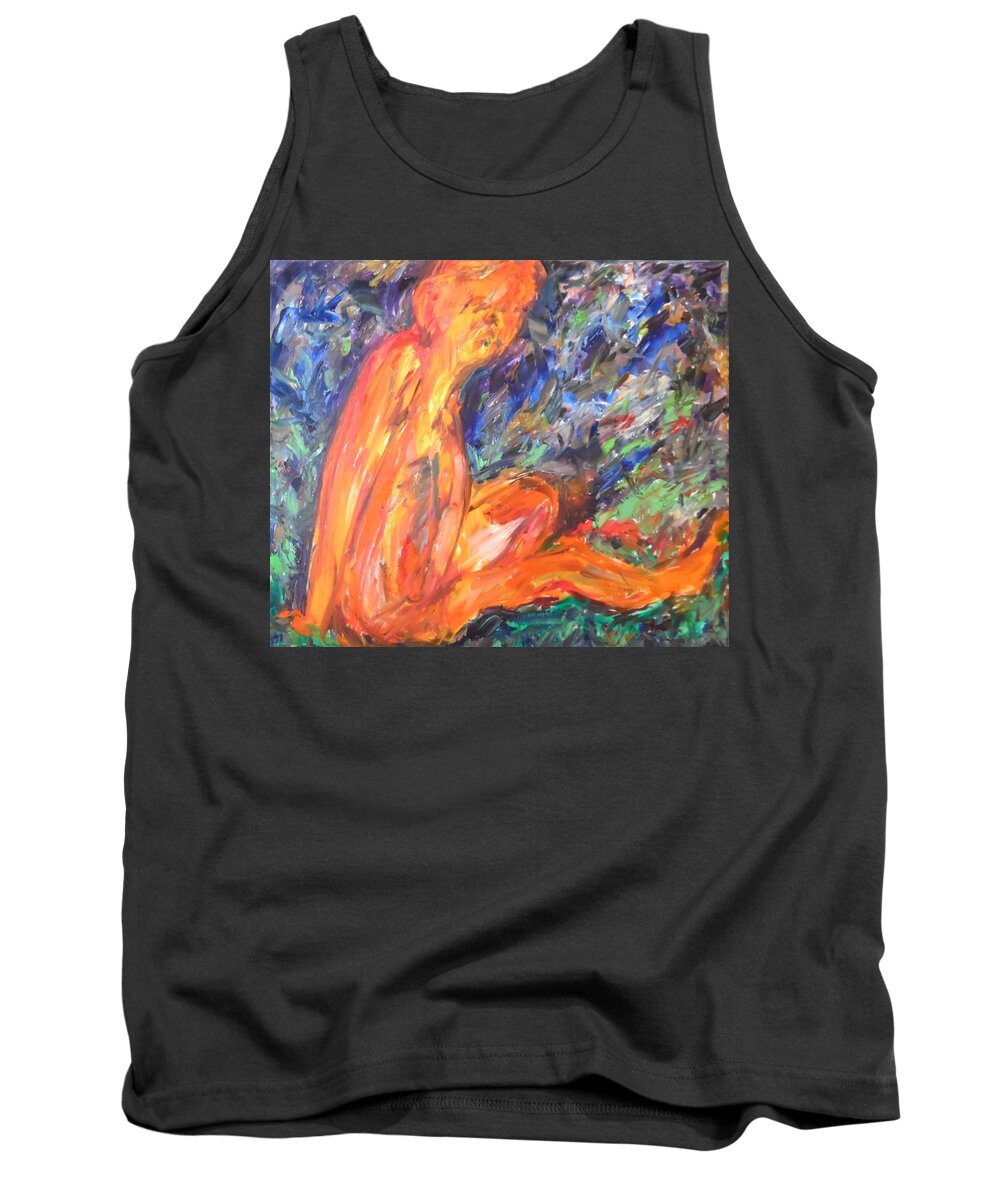 Orange Nymph Tank Top featuring the painting Orange Nymph by Esther Newman-Cohen