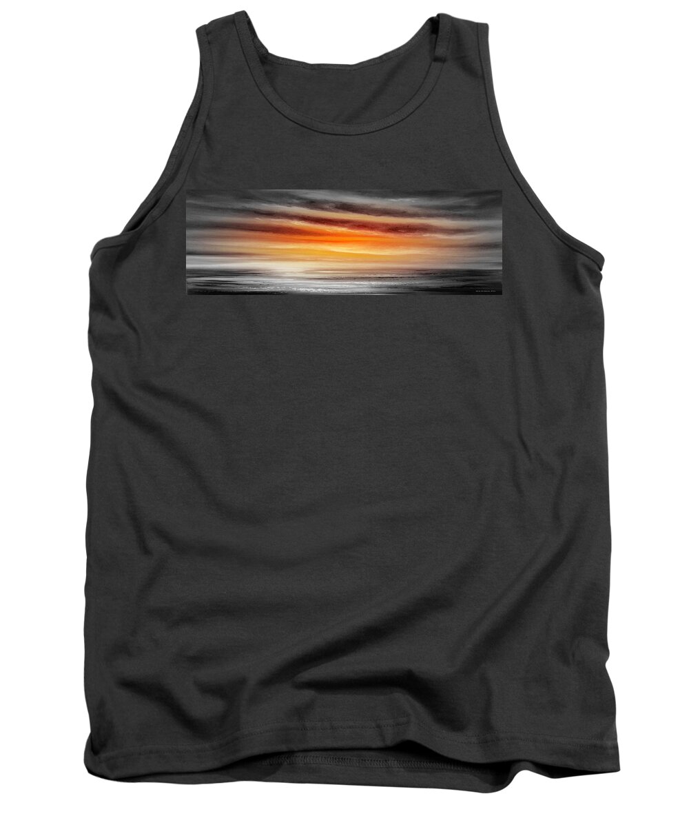 Sunset Tank Top featuring the painting Orange Sunset - Panoramic by Gina De Gorna