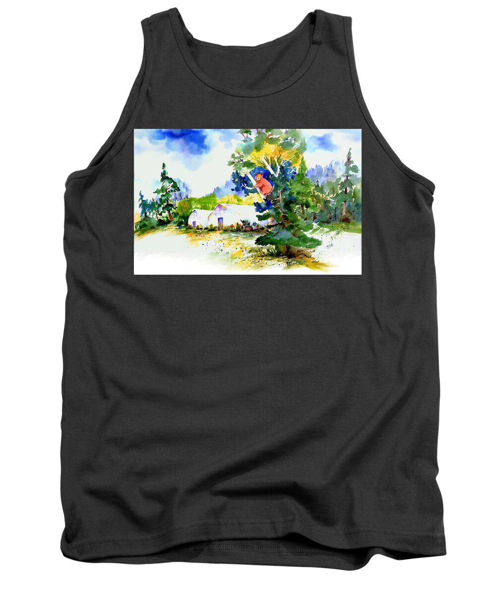 Bear Tank Top featuring the painting Orchard Springs Bear by Joan Chlarson