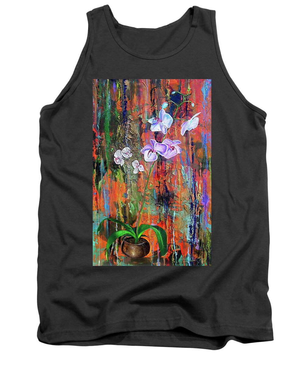 Orchid Art Tank Top featuring the painting Orchid O by Laura Pierre-Louis