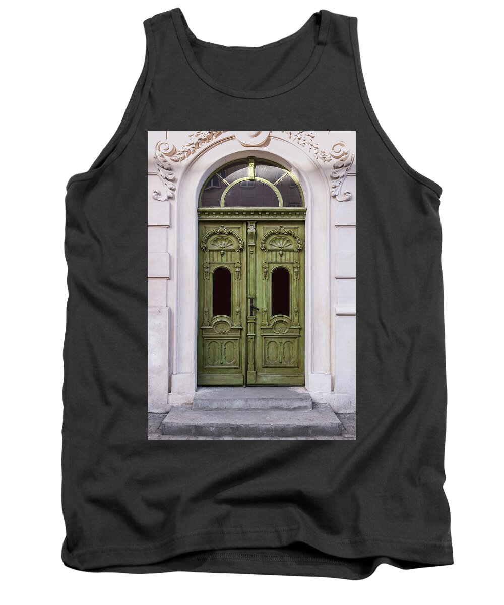 Gate Tank Top featuring the photograph Ornamented gates in olive colors by Jaroslaw Blaminsky