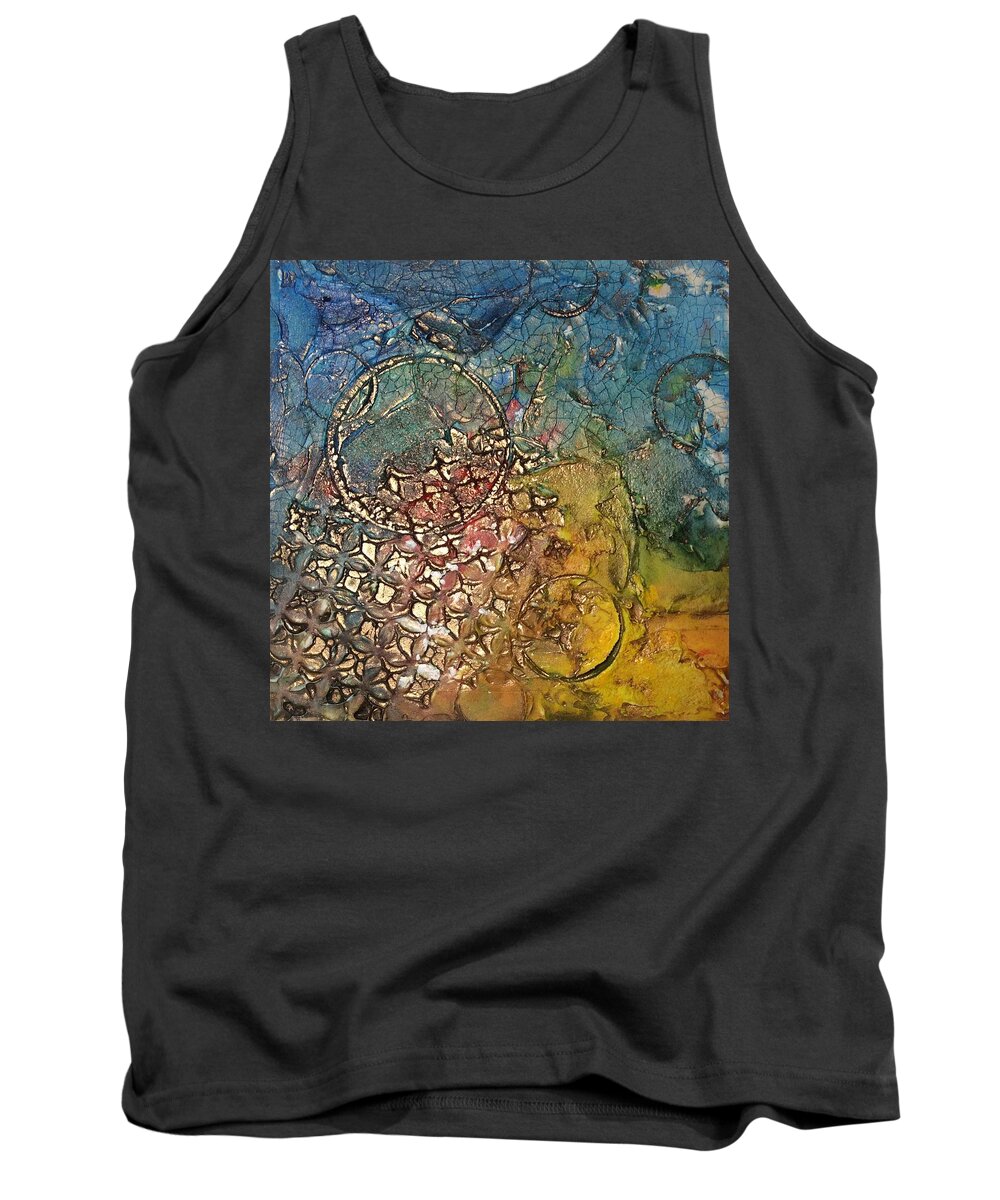 Abstract Tank Top featuring the painting Other Worlds by Sharon Cromwell
