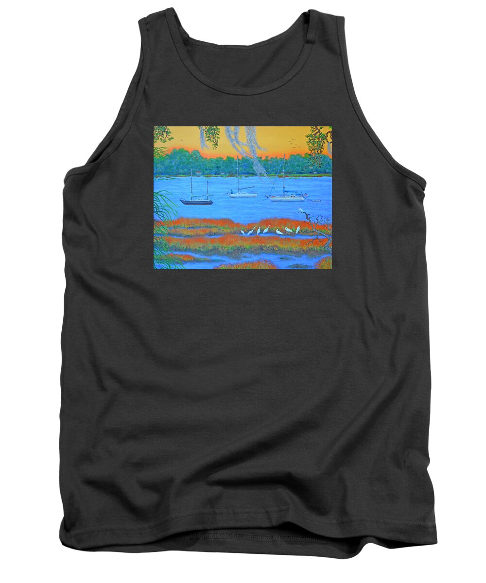 Beaufort Tank Top featuring the painting Overnight in Beaufort by Dwain Ray