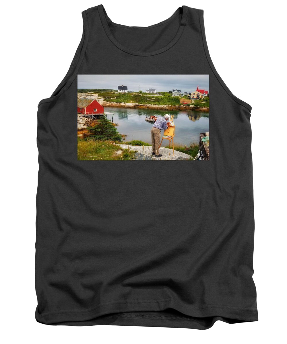 Art Tank Top featuring the photograph Painting Peggys Cove by Mary Capriole